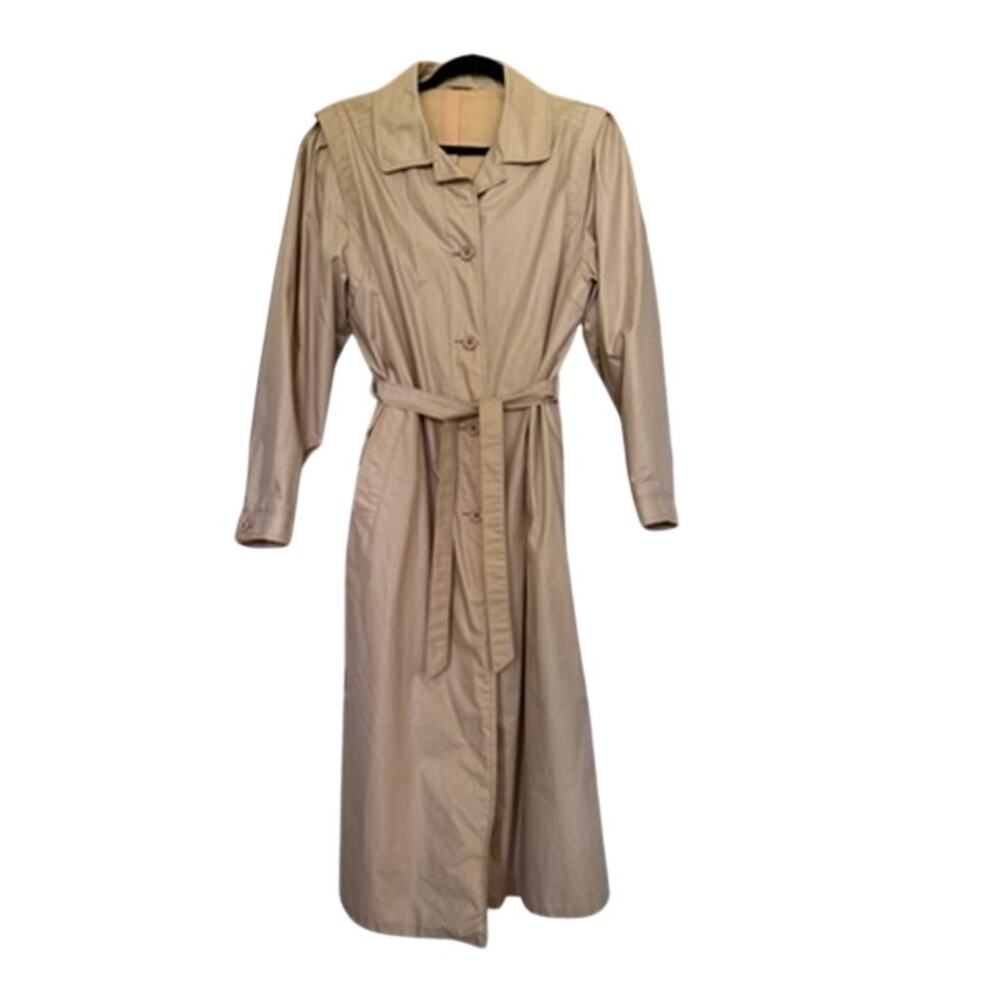 Vintage 80s Erba Travel Diolen Travellers Style Trench Coat Midi Jacket Beige
